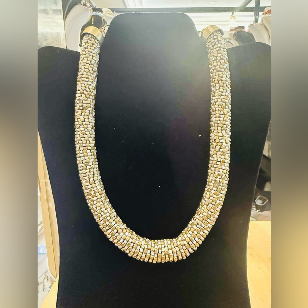 Elegant Gold and Silver Beaded Necklace